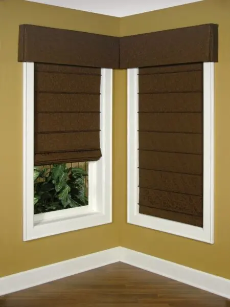 Design Studio Brown Corner Roman Fabric Shades