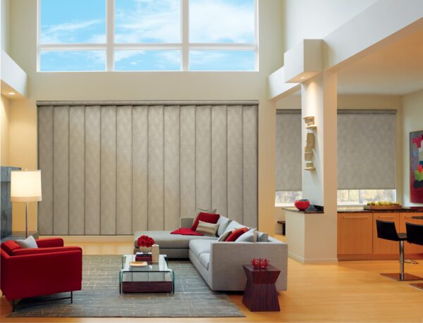 Designer Roller Shades sky whs gisele living room