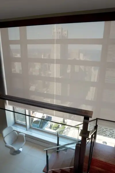Designer Screen Shades White Hall Office Stairs