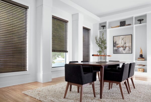 Everwood Alternative Wood Blinds cordlock patina dining room