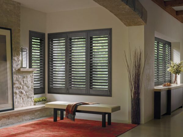 Heritance Hardwood Shutters heirloom distressed den