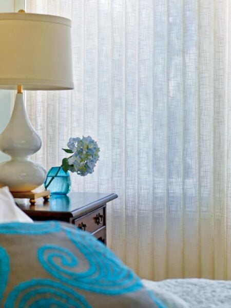 Luminette Privacy Sheers sheer linen bedroom detail