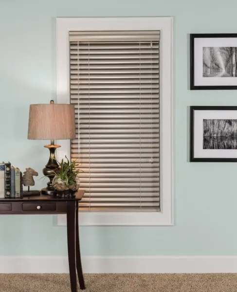 Modern Precious Metals Aluminum Blinds standard cordlock aluminum blinds hardware detail left