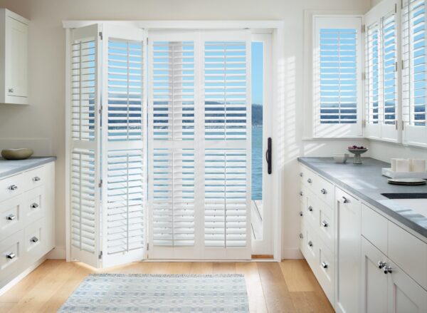 Palm Beach Polysatin Shutters bifoldtrack kitchen crop