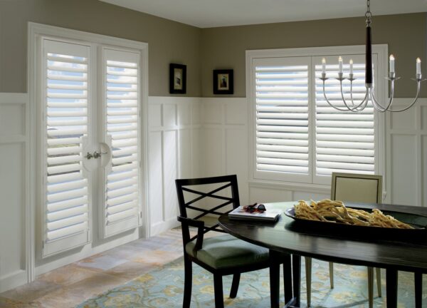 Palm Beach Polysatin Shutters dining room french doors