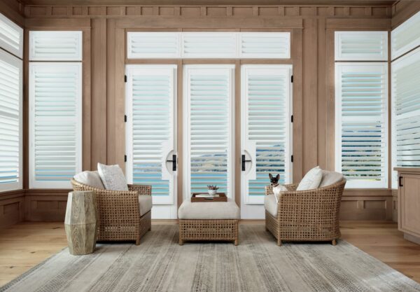 Palm Beach Polysatin Shutters frenchdoor livingroom dog crop