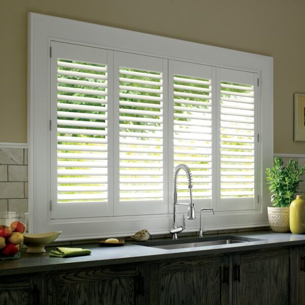 Palm Beach Polysatin Shutters kitchen bi fold hinged panels closed crop