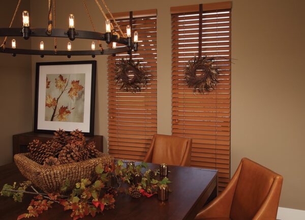 Parkland Wood Blinds standard cordlock basswood dining room1