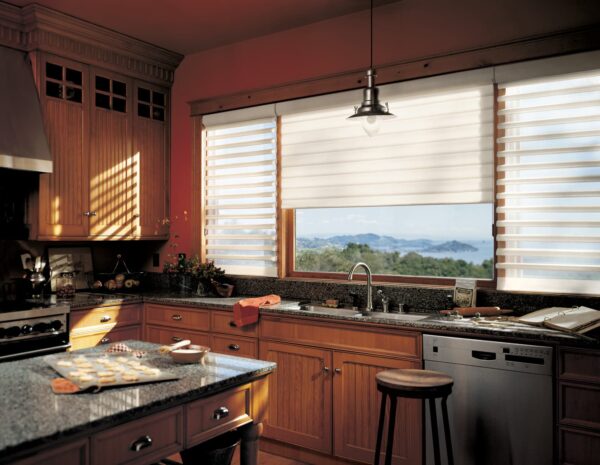 Pirouette Window Shadings linen chamomile kitchen