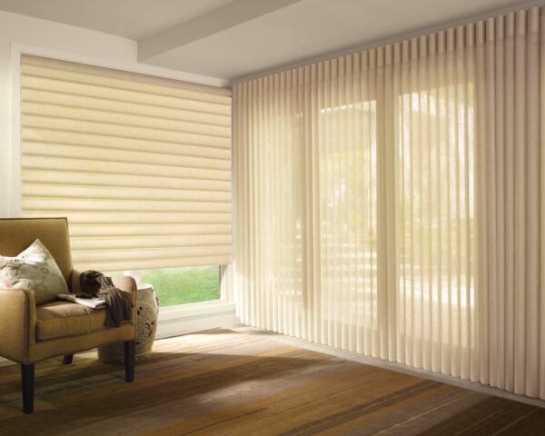 Vignette Modern Roman Shades lum sheer linen living room